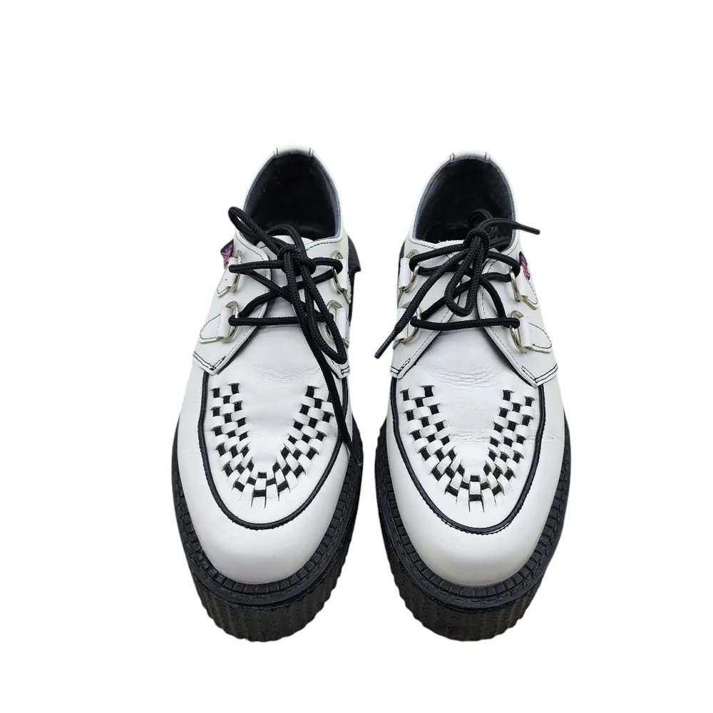 Tuk The Original Women's Leather Chunky Platform Creeper White Sz 5
